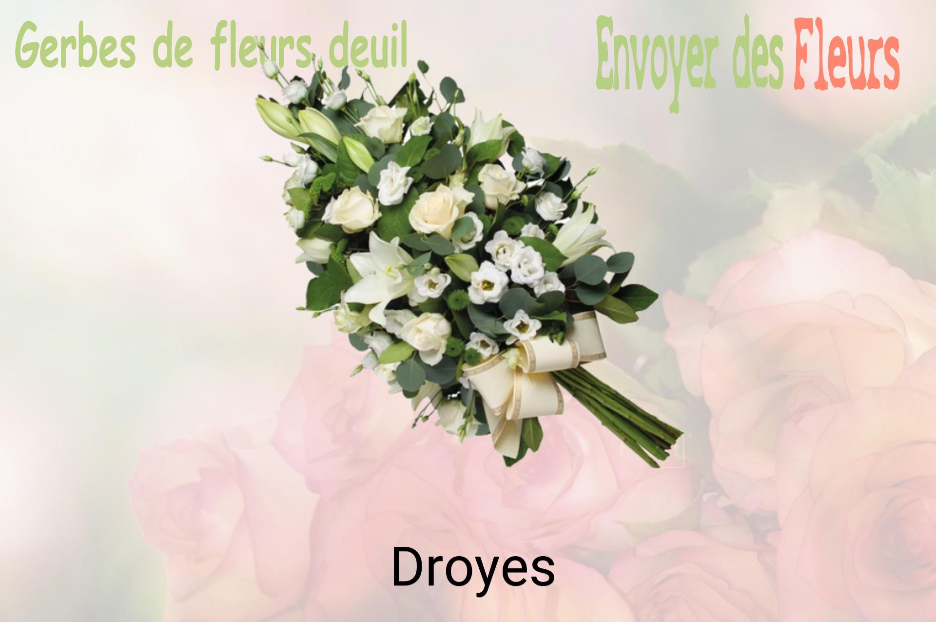 Gerbe de fleurs de deuil livrée à Droyes